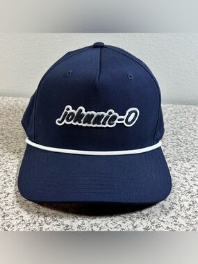 johnnie-O Golf Rope Hat Cap Adjustable Snapback One-Size Spellout Logo Navy Blue
